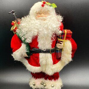 Santa Claus Carrying Presents & Christmas Sack 11" Holiday Mantle Table Decor
